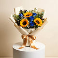 Bright Sunflower & Blue Rose Bouquet