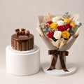 Chocolate Cake & Rose Bouquet Combo