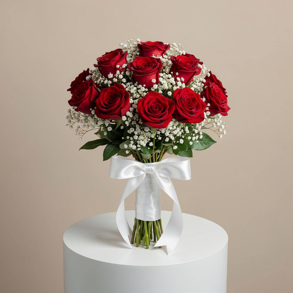 Classic Bridal Bouquet of 14 Red Roses