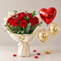 Elegant Red Roses & Balloons Combo