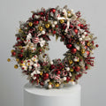 Festive Red & Golden Christmas Wreath
