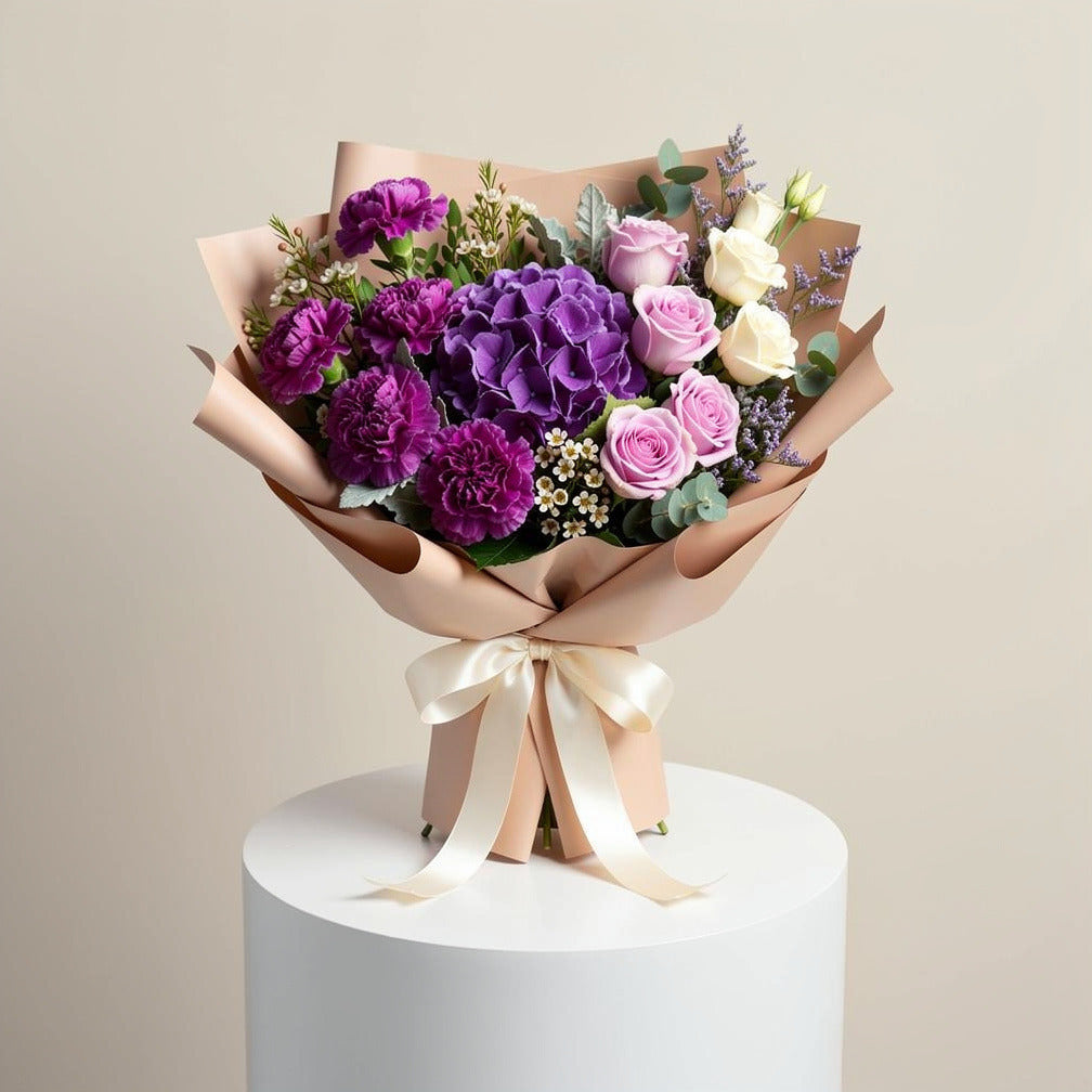 Fresh Purple & White Bouquet with Hydrangea for Father’s Day