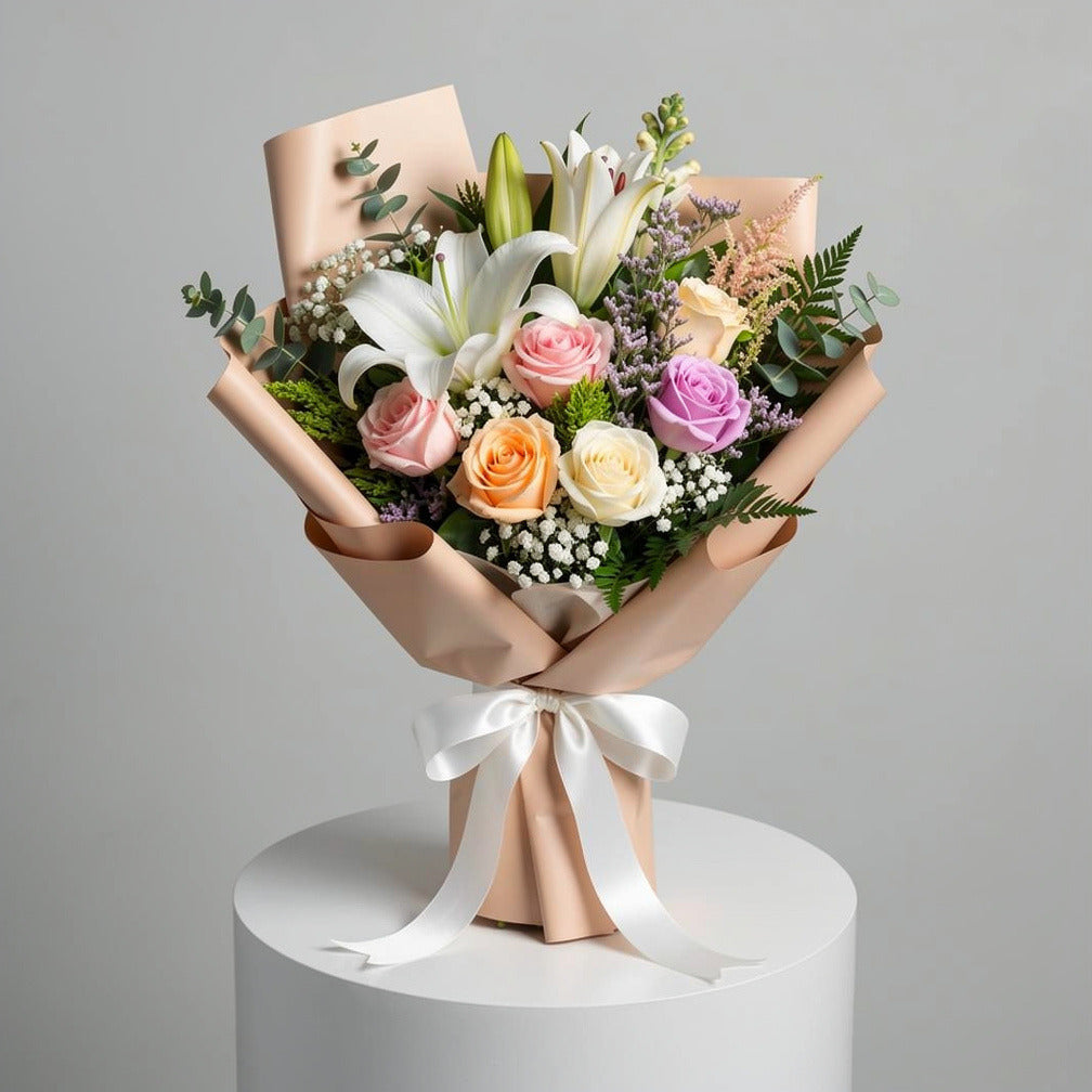Grace Bouquet of Lilies & Mixed Roses