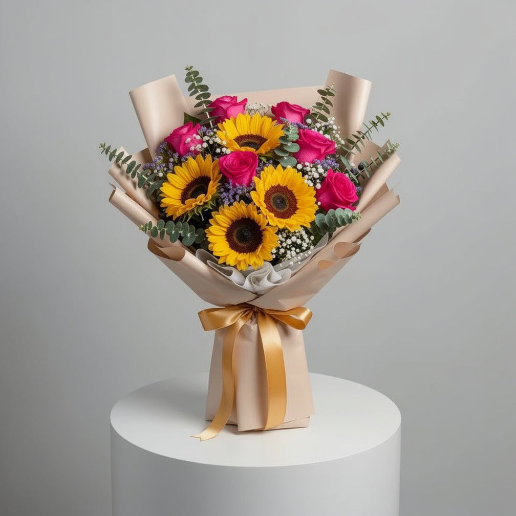Graduation Roses & Sunflowers Bouquet