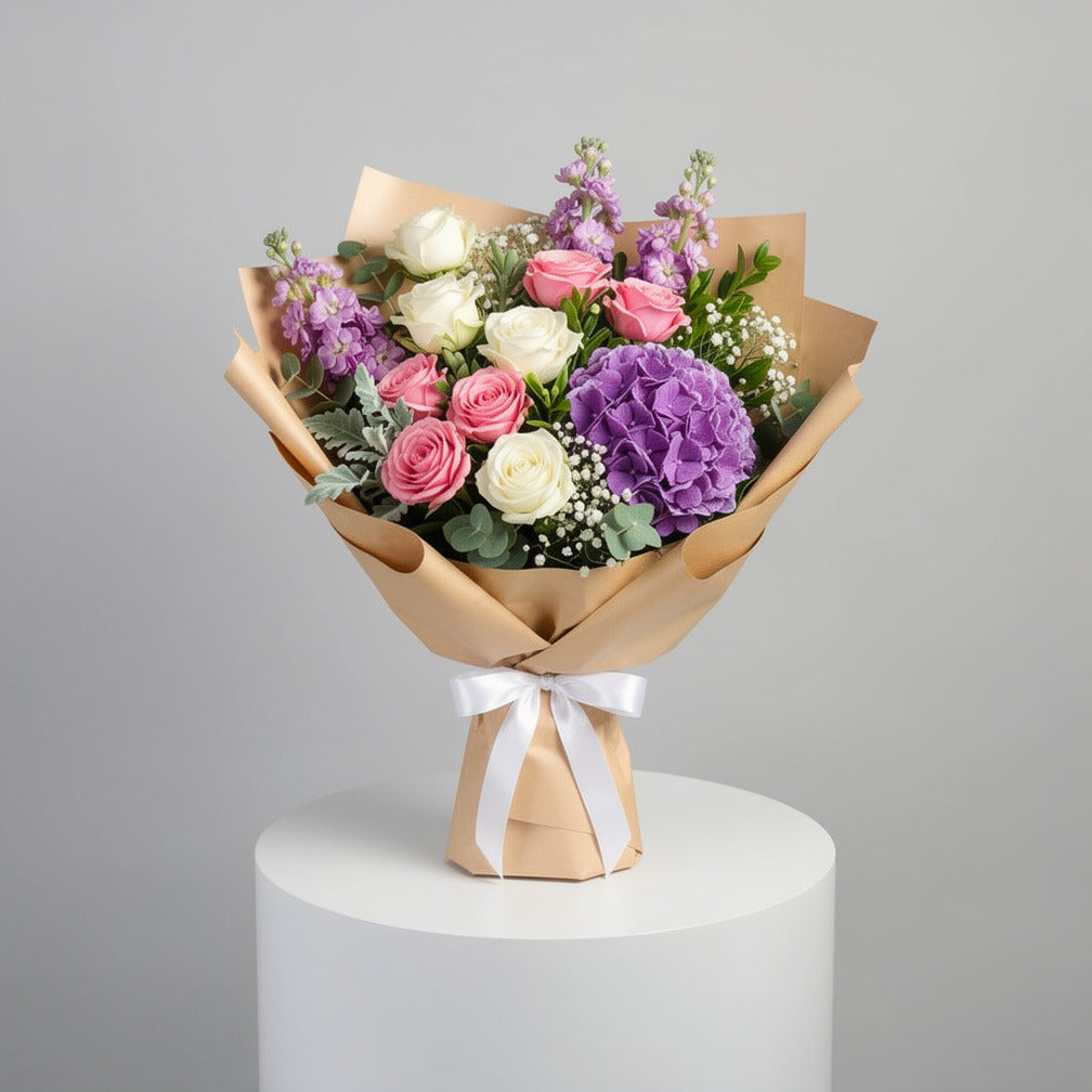Mother’s Day Elegant Pink, White & Purple Mixed Bouquet