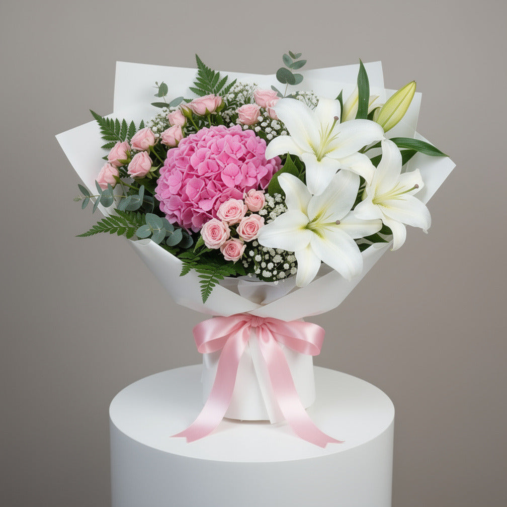 Mother’s Day Soft Pink Hydrangea & Lily Bouquet