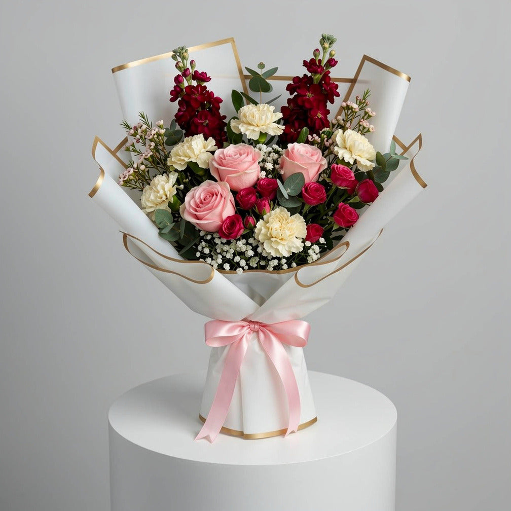 Mother’s Day Soft Pink & White Mixed Floral Bouquet
