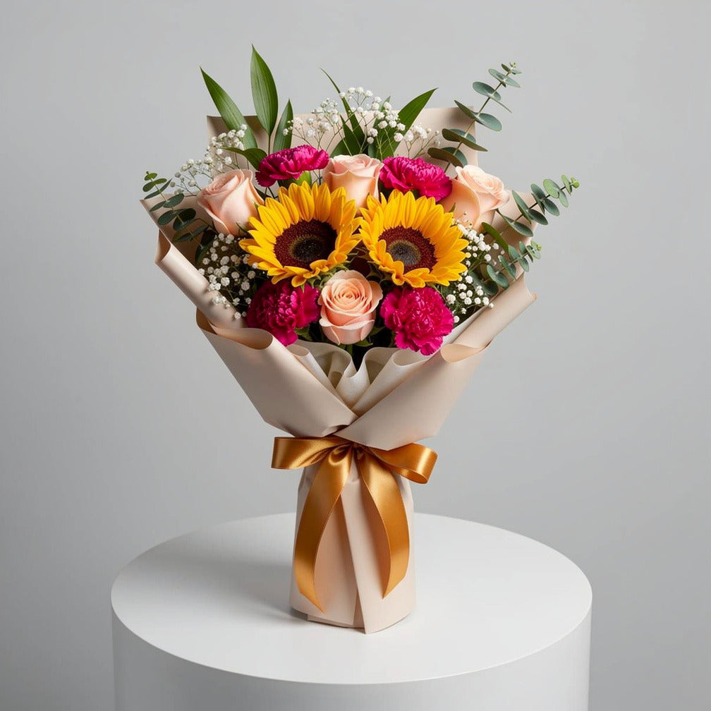 Peach Roses & Mixed Blooms Bouquet