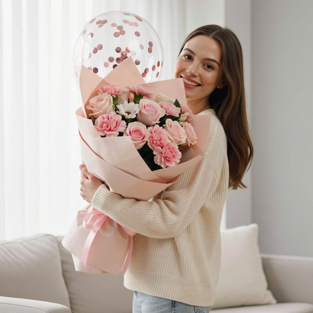 Pink Love Combo held by a model, view 1