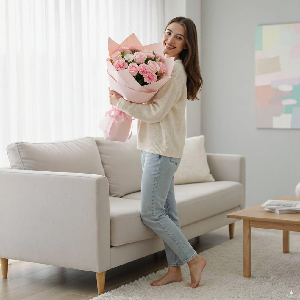 Pink Love Combo held by a model, view 2