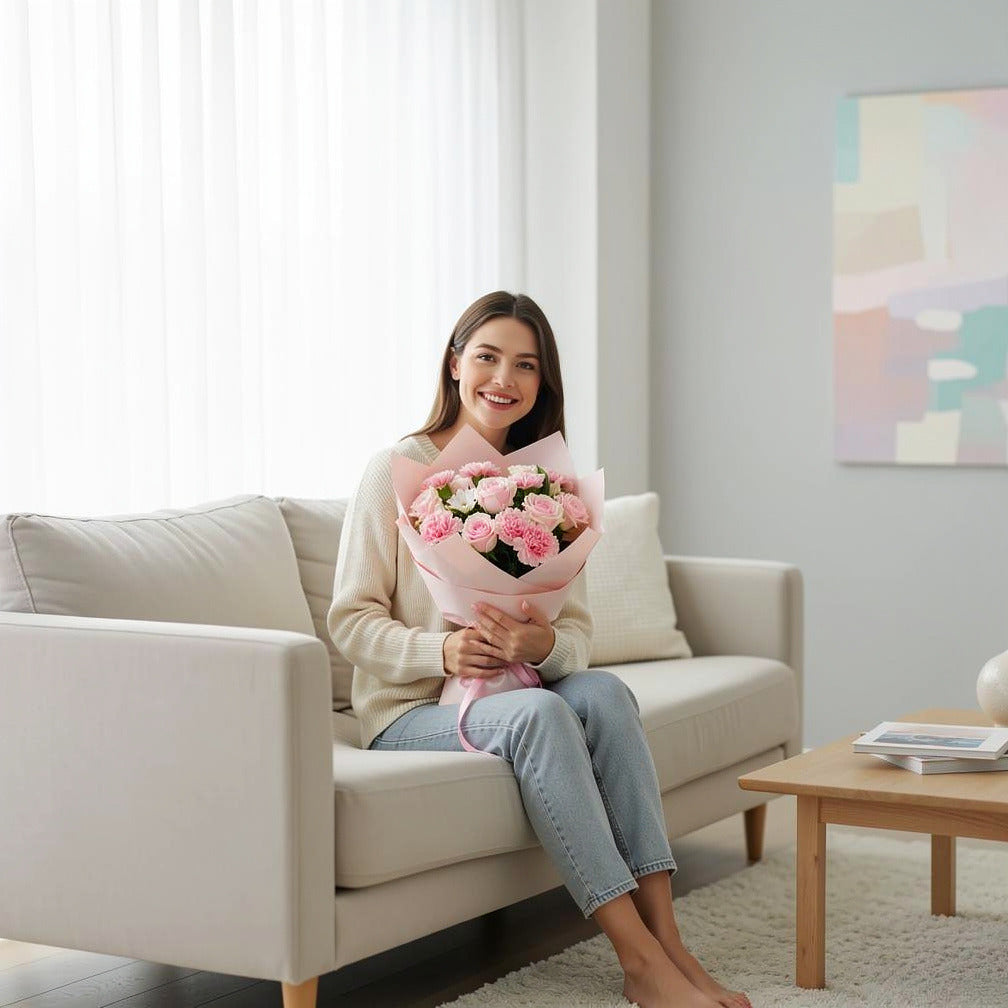 Pink Love Combo held by a model, view 3