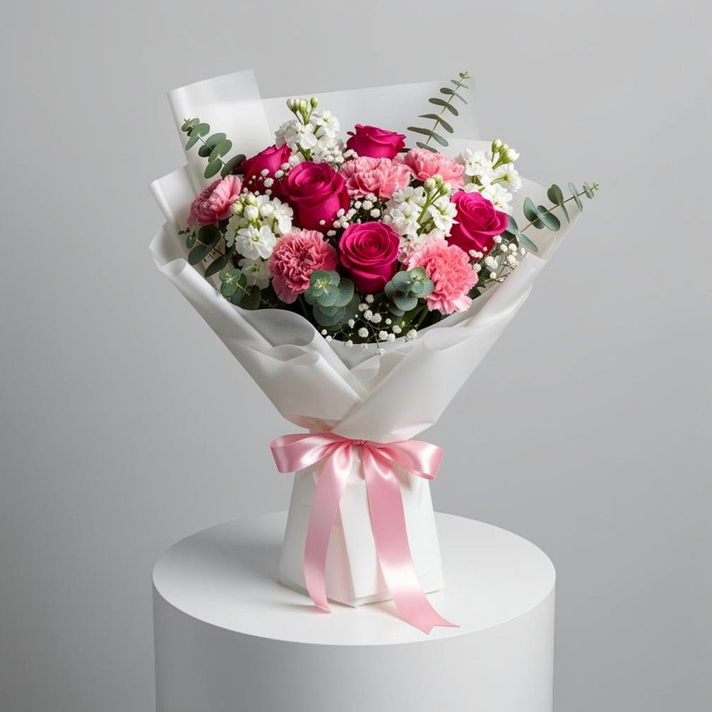 Pink Roses & Mixed Blooms Graduation Bouquet