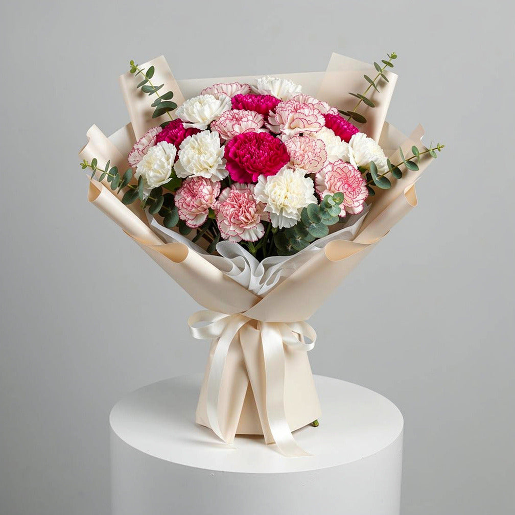 Pink & White Carnations Bouquet