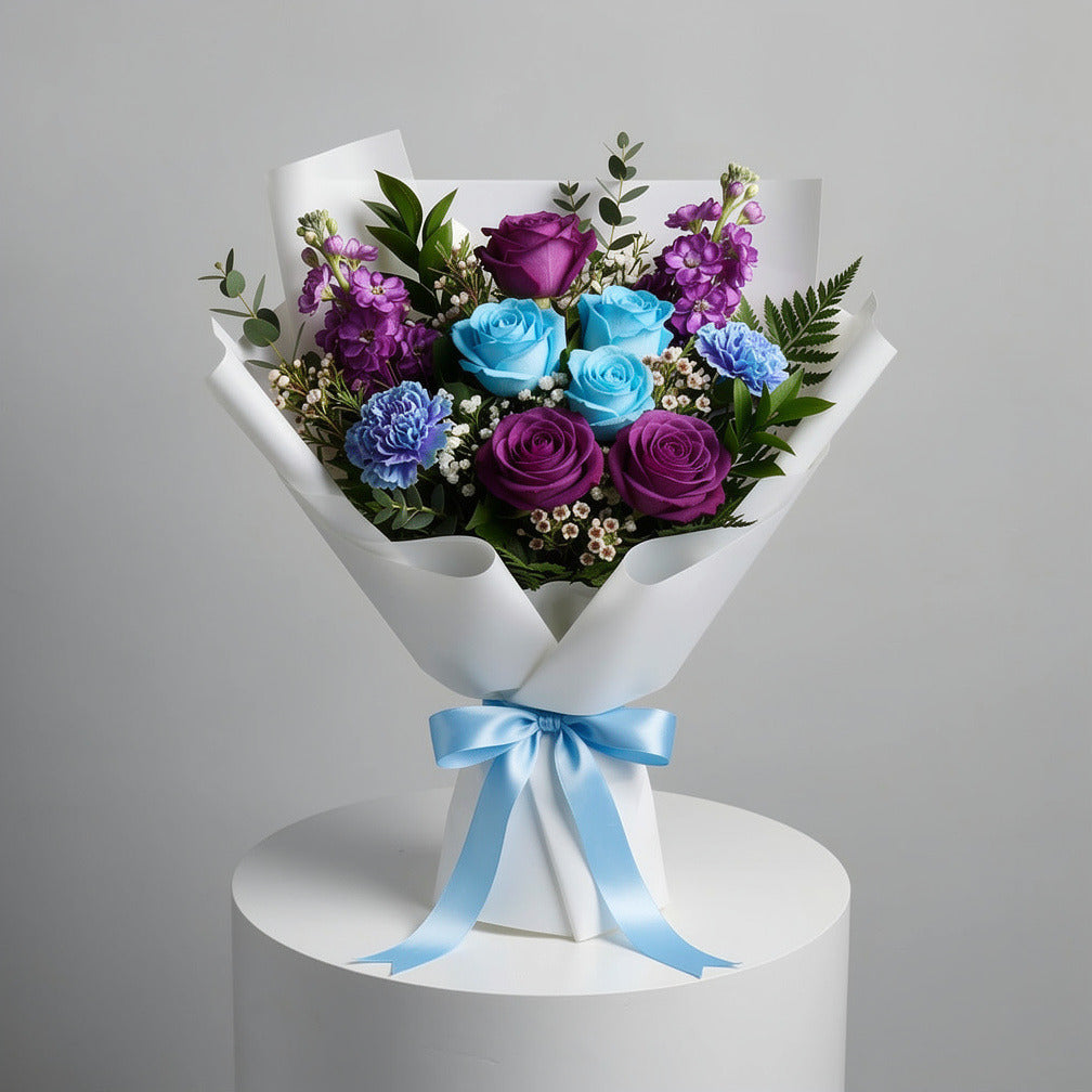 Purple & Blue Rose Bouquet