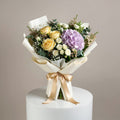 Purple Hydrangea & Yellow Rose Bouquet