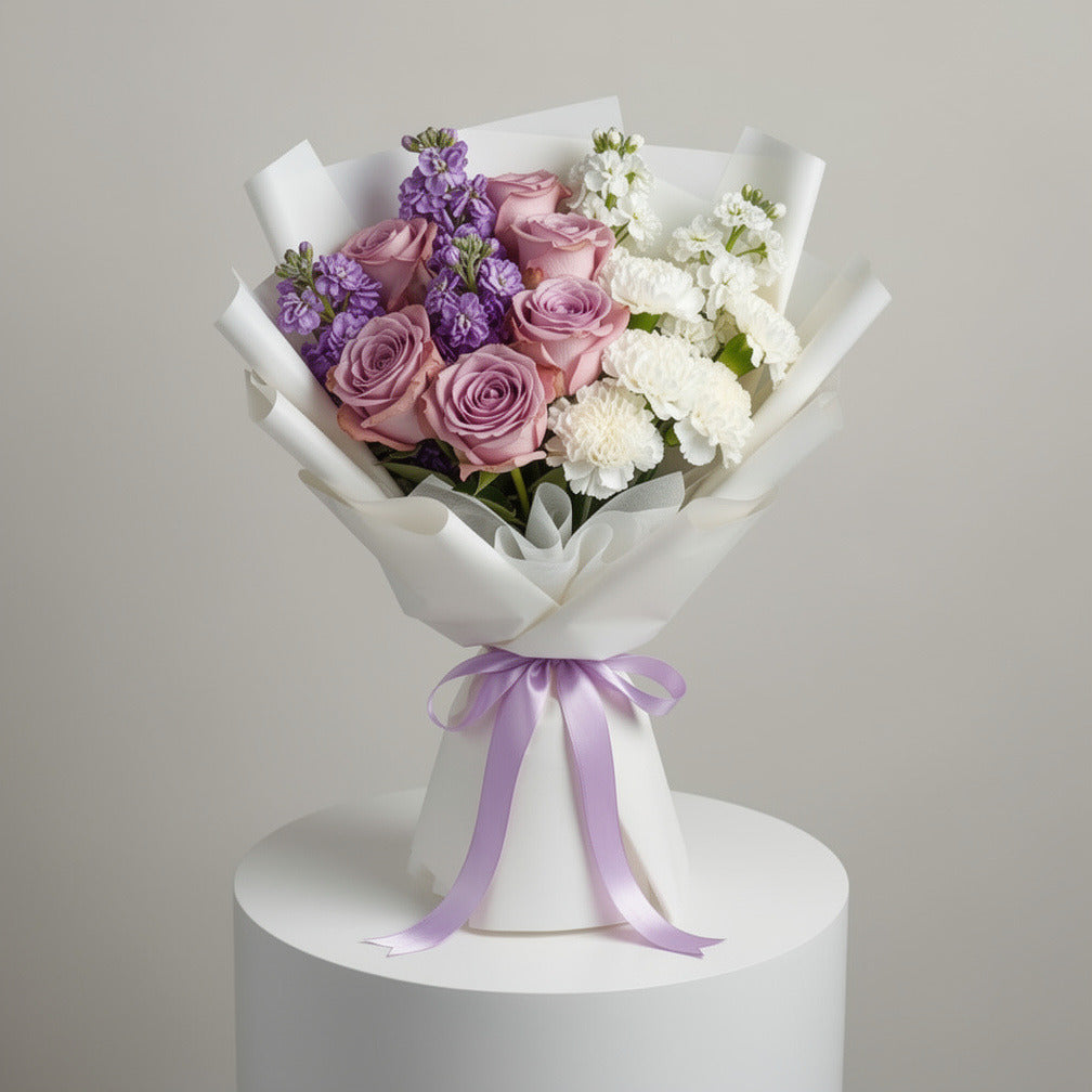 Purple & White Mixed Blooms Bouquet