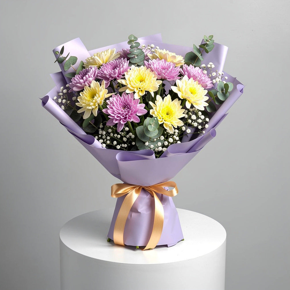 Purple & Yellow Chrysanthemum Bouquet
