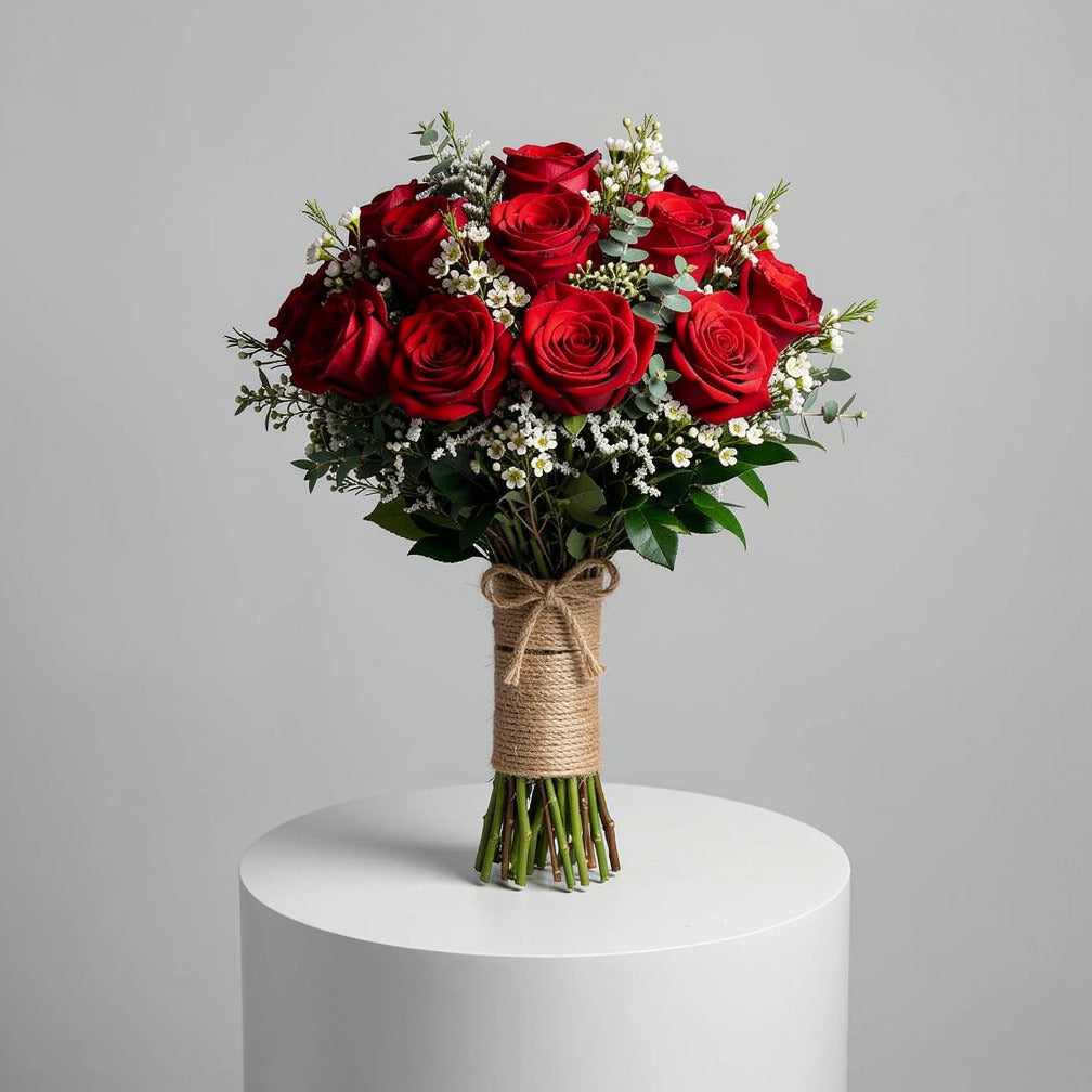 Radiant Bridal Bouquet of 12 Red Roses