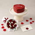 Red Heart Cake with Roses Combo