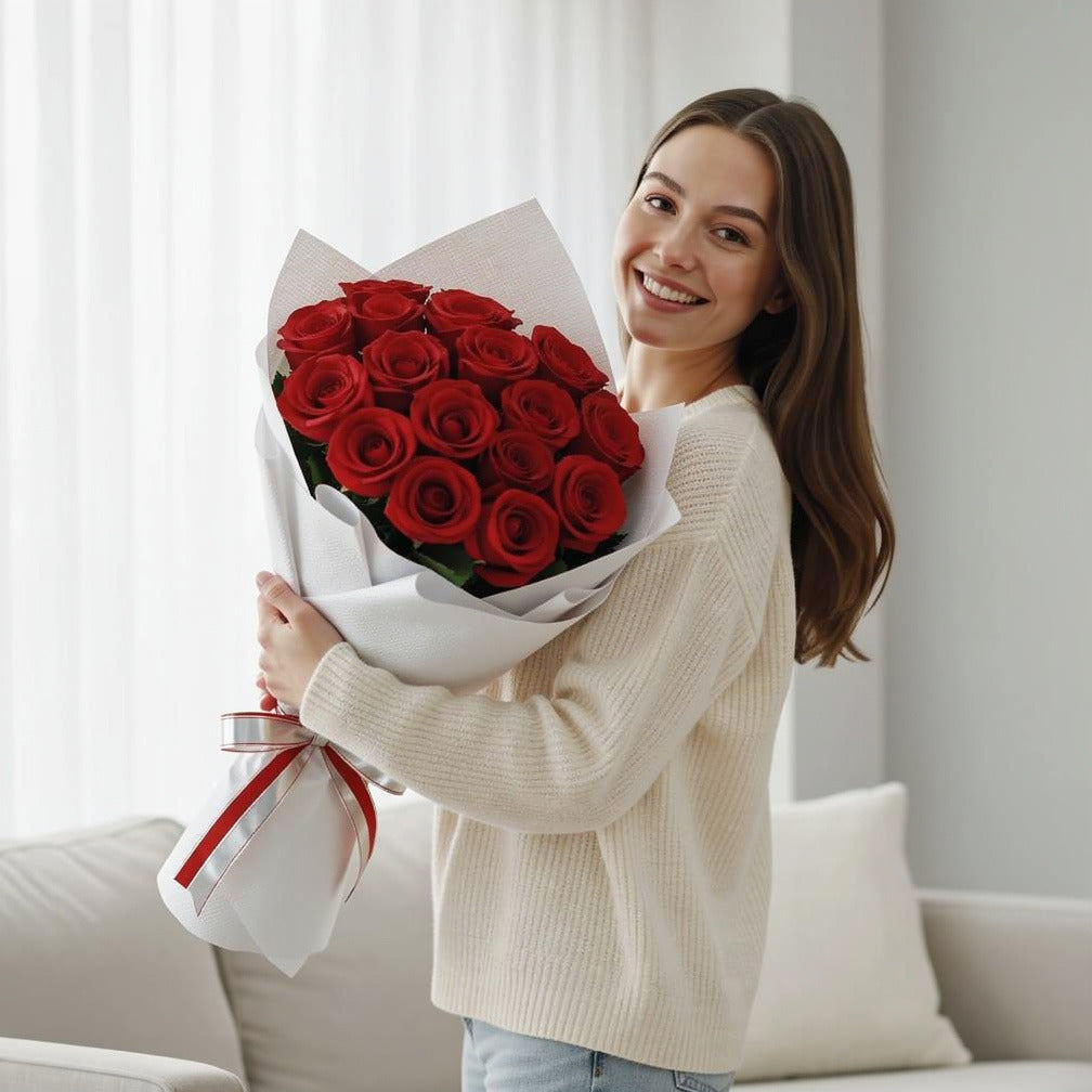 Romantic Message Cake Combo held by a model, view 1
