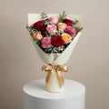 Romantic Pink Peach & Red Rose Bouquet
