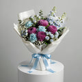 Royal Blue Flowers & Purple Chrysanthemum Bouquet