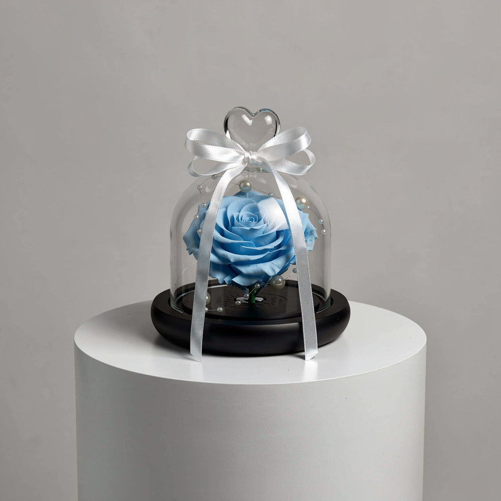 Sky Blue Small Preserved Rose