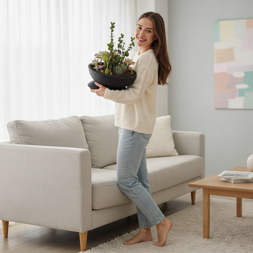 Succulent Jungle Pot held by a model, view 2