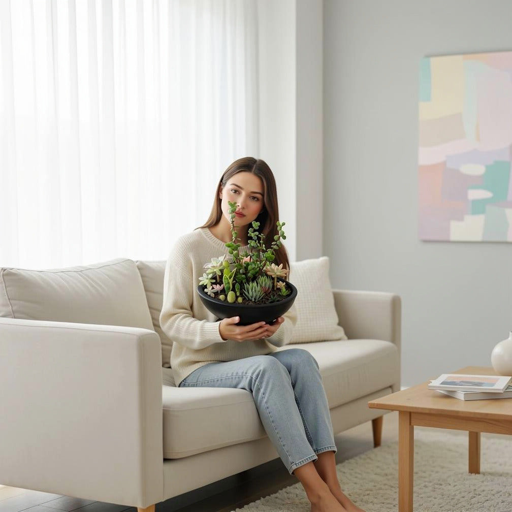 Succulent Jungle Pot held by a model, view 3