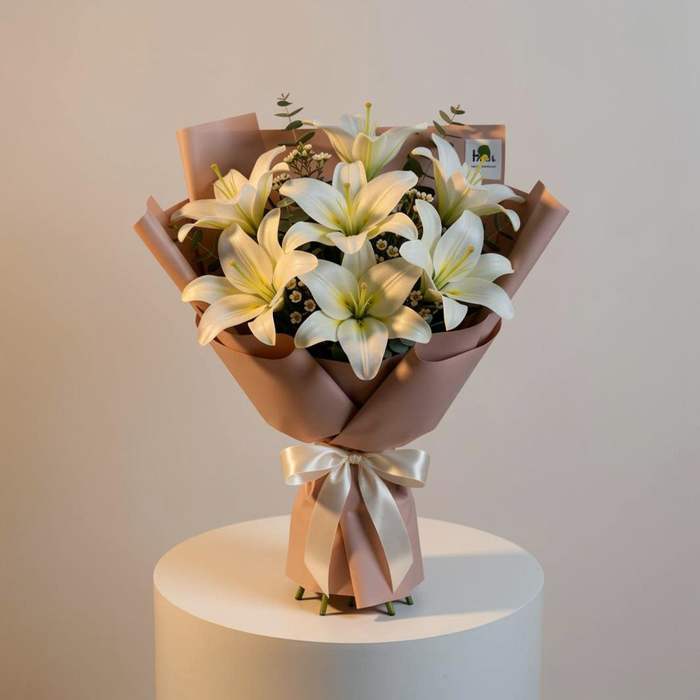 Teacher’s Day Pure White Lily Bouquet