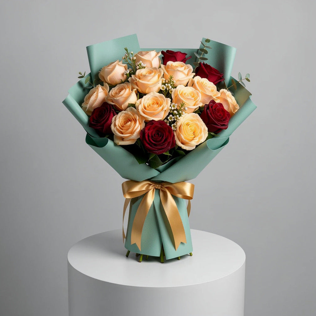 Teacher’s Day Red & Peach Rose Bouquet