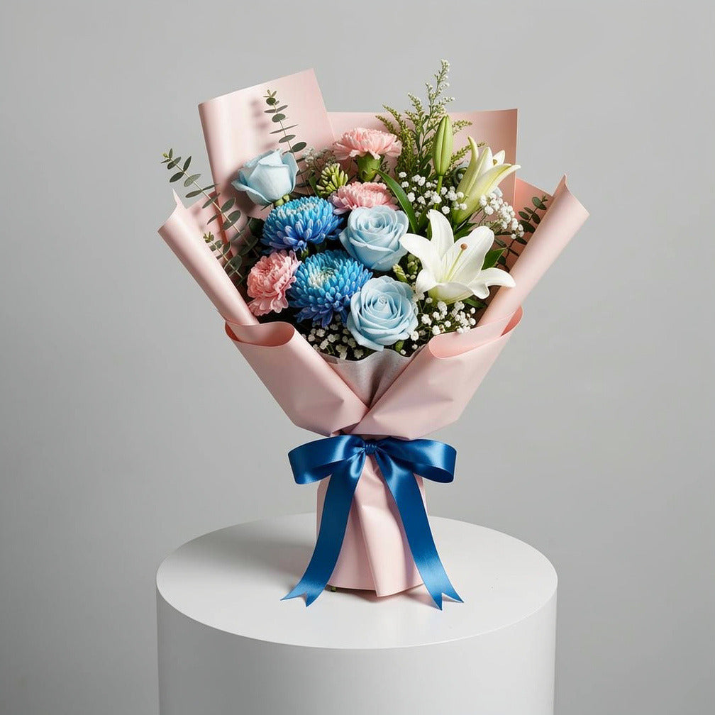 Women’s Day Elegant Blue & Pink Mixed Bouquet