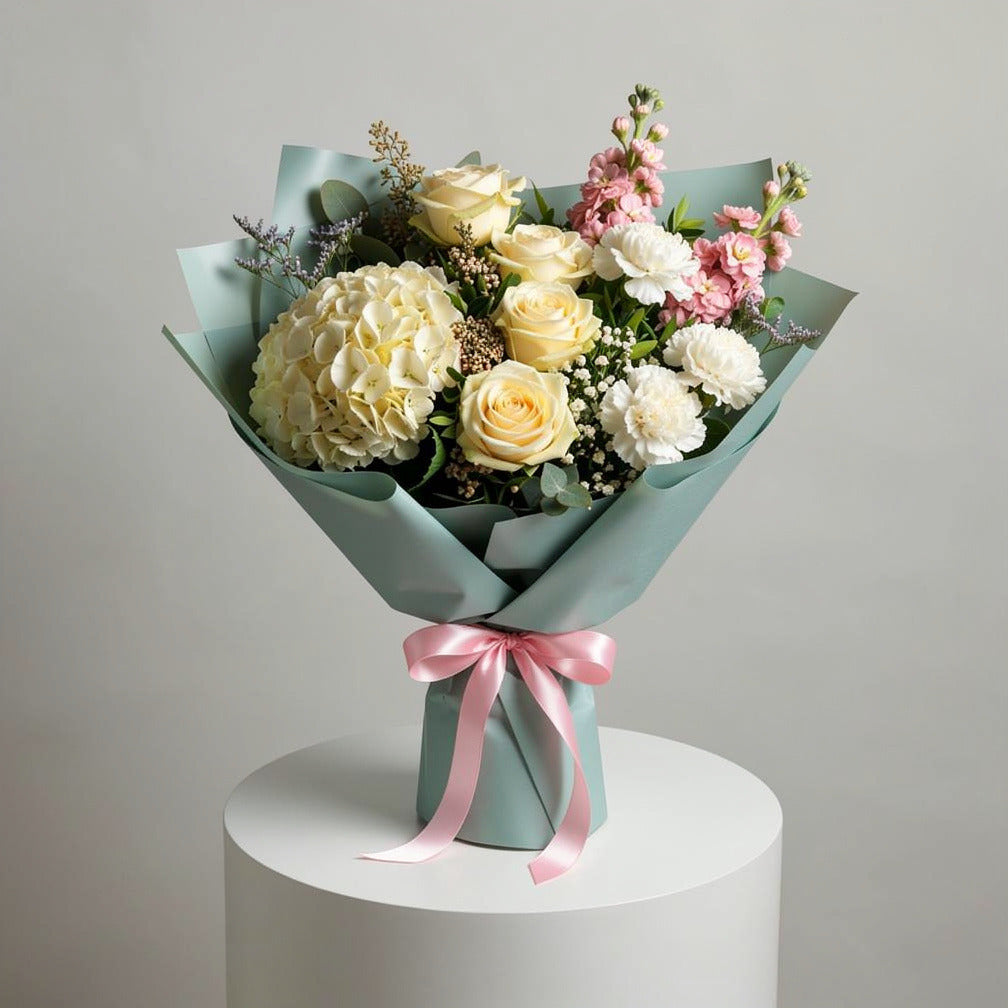 Women’s Day Ivory & White Elegant Hydrangea Bouquet