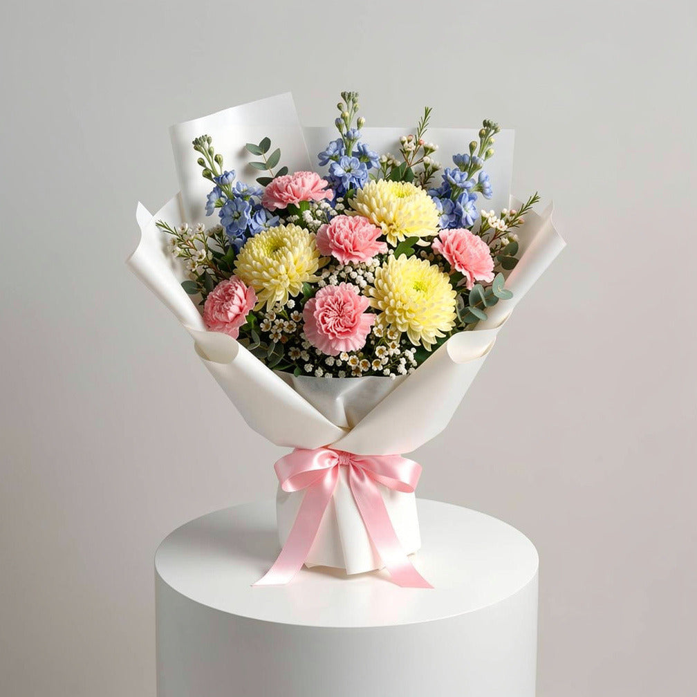 Women’s Day Pastel Carnation & Chrysanthemum Bouquet