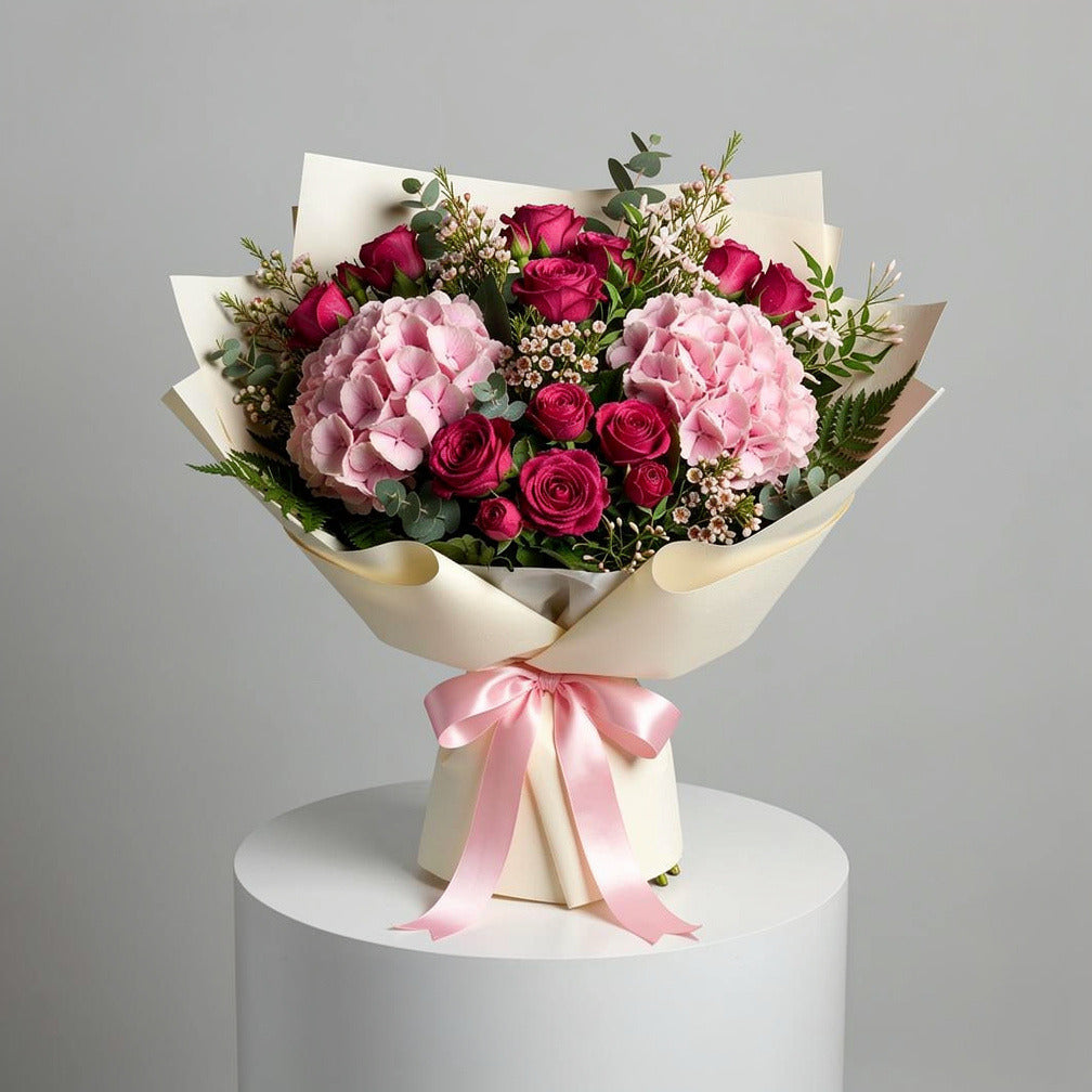 Women’s Day Soft Pink Hydrangea & Baby Rose Bouquet