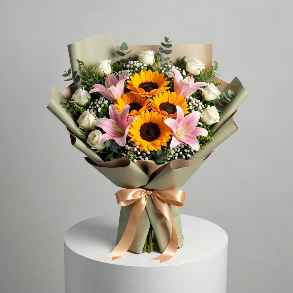 Women’s Day Sunshine Sunflower & Lily Bouquet
